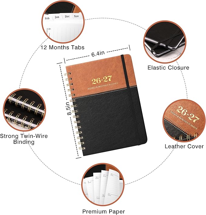 Planner 2026-2027 - Weekly Monthly Planner from July 2026 to June 2027, Calendar Planner with Inner Pocket, 6.1'' x 8.3''