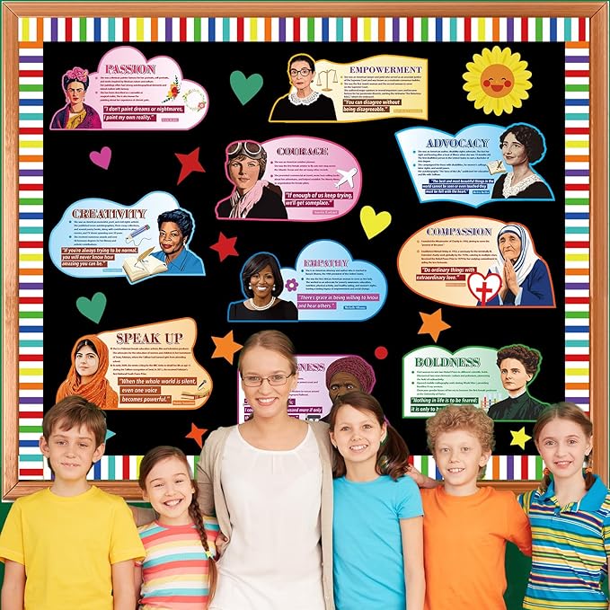 Women in History Bulletin Board Classroom Decorations Women’s History Month Bulletin Board Inspirational Influential Women Cutouts for Teacher School Office Craft Home Wall Door Chalkboard Decor