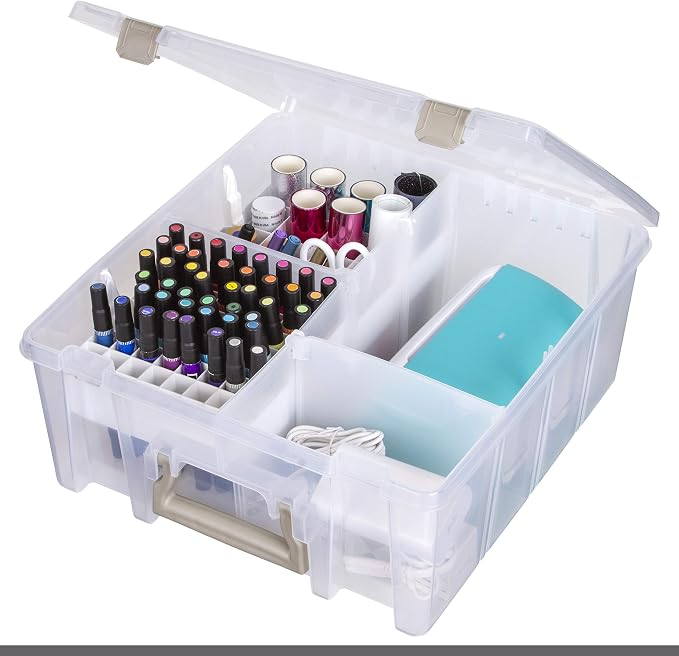 ArtBin 6993SP Super Satchel Double Deep with Papercrafting Accessory Tray, Clear, 1 Satchel & 1 Tray