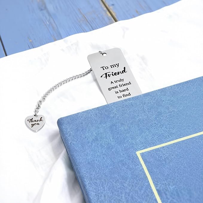 Best Friend Gifts for Women - Metal Sentimental Bookmark for Book Lovers, Friendship Gift & Long Distance Keepsake for Bestie, Birthday Christmas Book Club Present for BFF Reader