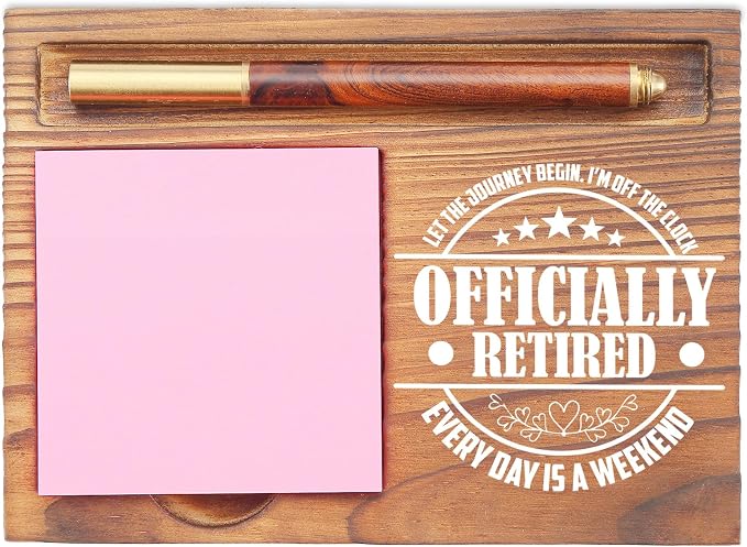 Officially Retired Sticky Note Holder, Retirement Gifts for Retirees, Personalized Let The Journey Begin Desk Organizer EDP160