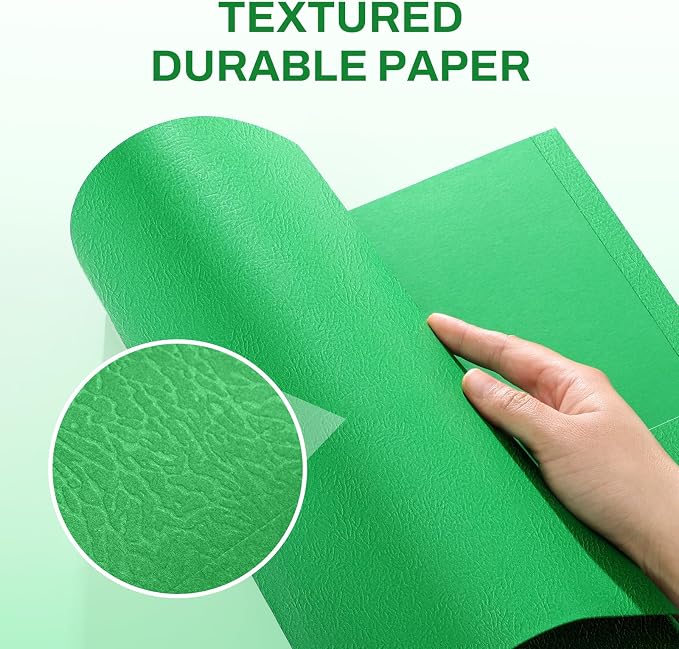 SUNEE Two Pocket Folders, 50 Pack File Folders with Business Card Slot, Textured Paper, Fit Letter Size Paper, Paper File Folder for School Office Home Business, Green