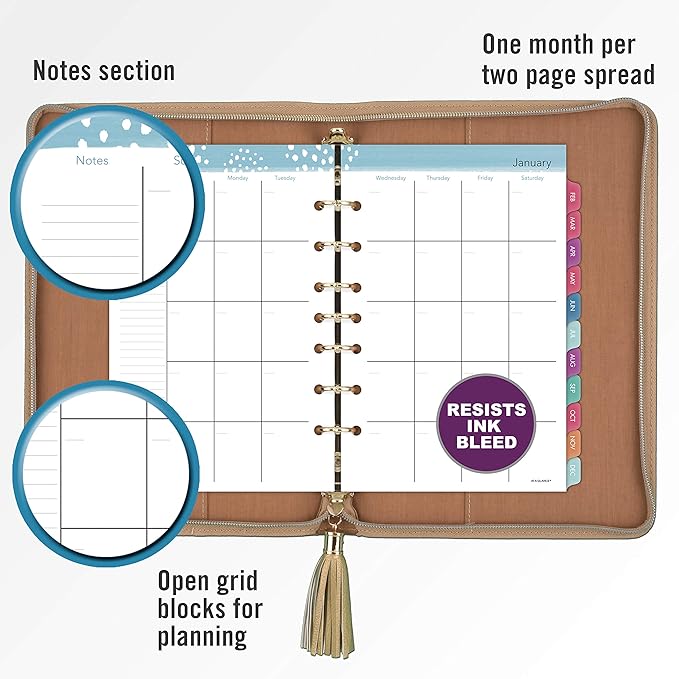 AT-A-GLANCE Weekly & Monthly Planner, Undated, 5-1/2" x 8-1/2", Small, Pebble, Gold (6152-4001-31)