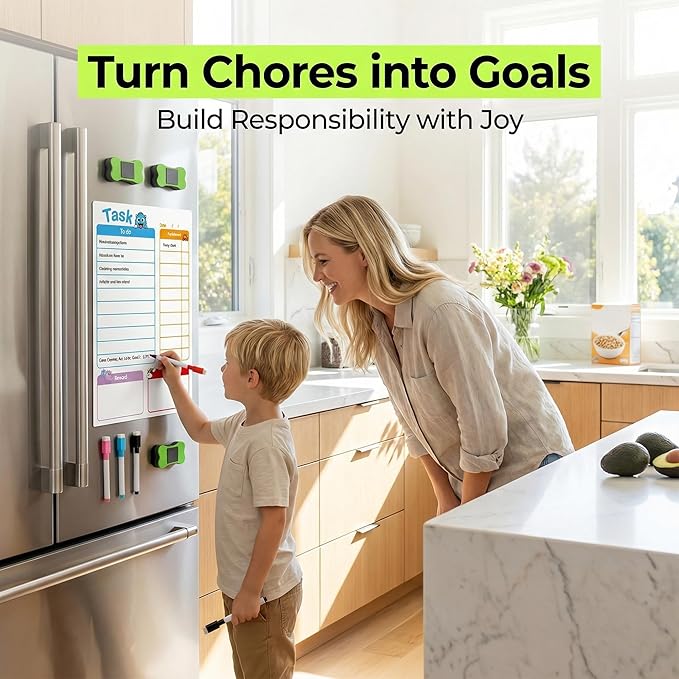 Magnetic Dry Erase Board Calendar for Fridge, Clear Monthly and Weekly Meal Planner Whiteboard Refrigerator, Menu Board for Kitchen