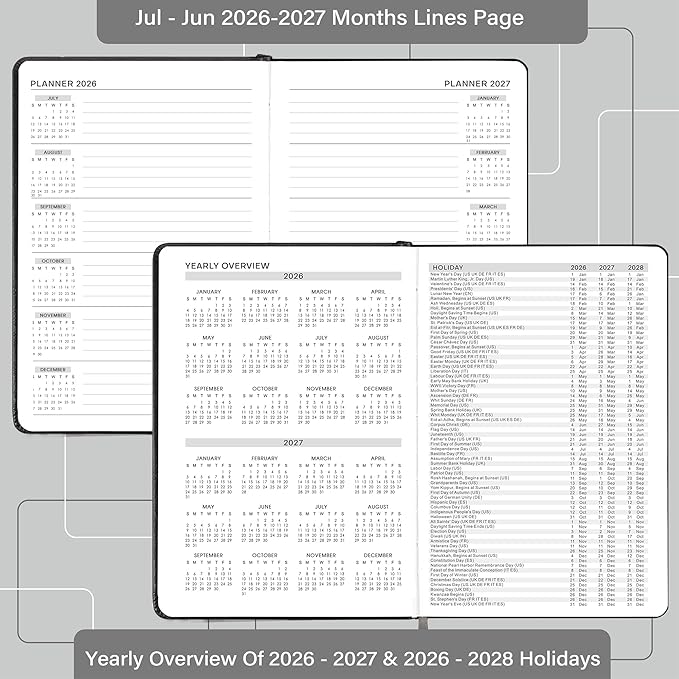 2026-2027 Appointment Book & Planner - Jul 2026 - Jun 2027, Daily Hourly Planner, 5.75" X 8.25", 60-Minute Interval, Faux Soft Leather Cover, Premium Paper, Academic Planner, Pen Holder, Inner Pocket