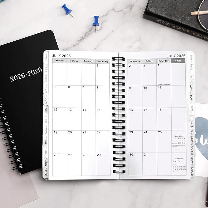 Pocket Planner 2026-2029 - 3 Year Planner/Calendar 2026-2029, July 2026 - June 2029, 6.2” x 4”, 3 Year Monthly Planner 2026-2029, 36 Monthly Tabs, Double-side Pocket, Holidays, Thick Paper