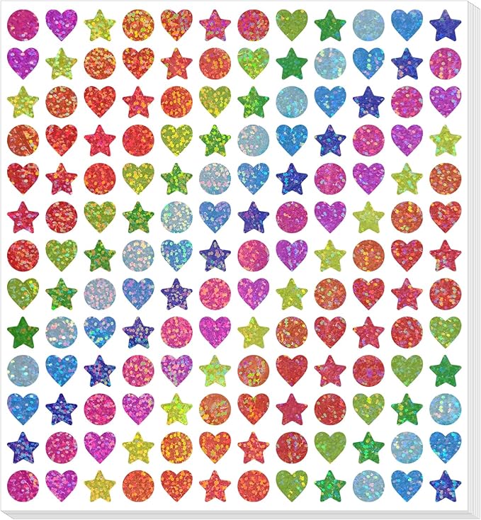 2808pcs Star and Heart Stickers for Kids Reward,0.6"Holographic Small Stickers,for School,Classroom,Student,and Teacher Supplies,Behavior Reward Charts