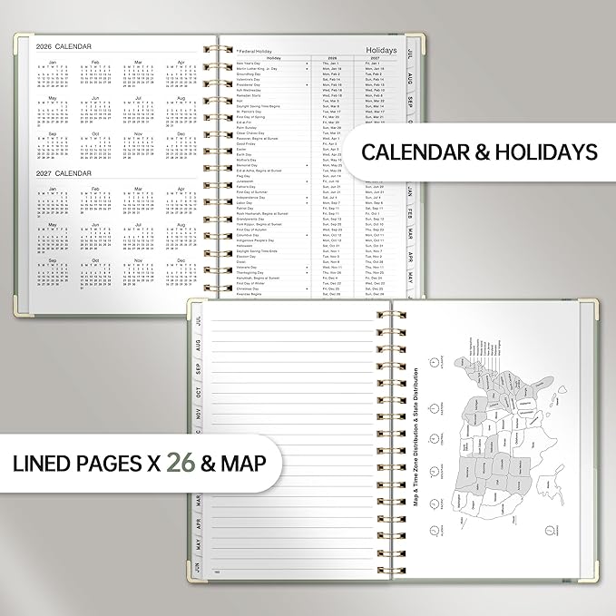 Academic Planner 2026-2027, Weekly and Monthly, A5 Size (5.7" x 8.3"), July 2026 - June 2027, To-do List for Tracking, for School, Home, Office, Hardcover, 12-Month Tabs (Light Green)