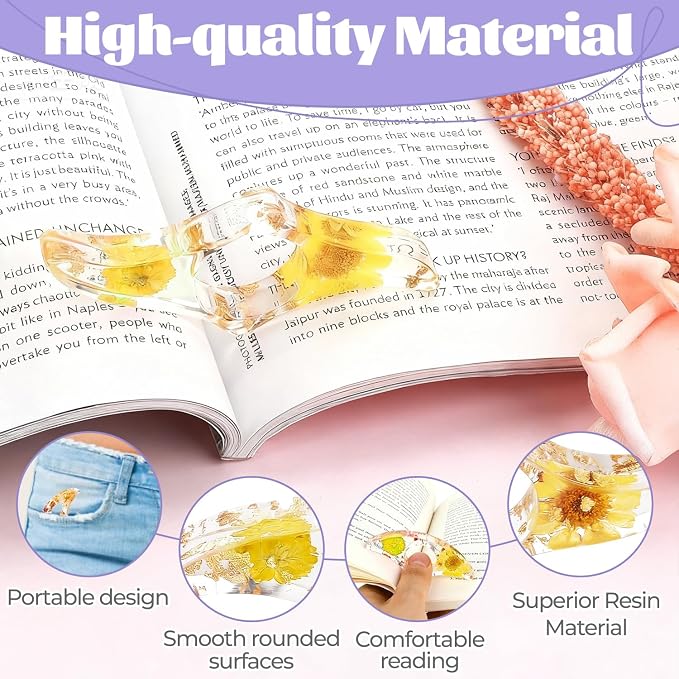 Dried Flower Book Page Holder 2PCS Book Accessories Thumb Book Page Holder Handmade Flower Bookmark for Reading Lovers Gifts for Book Lovers Teachers Students Kids (StyleB 2Pcs)
