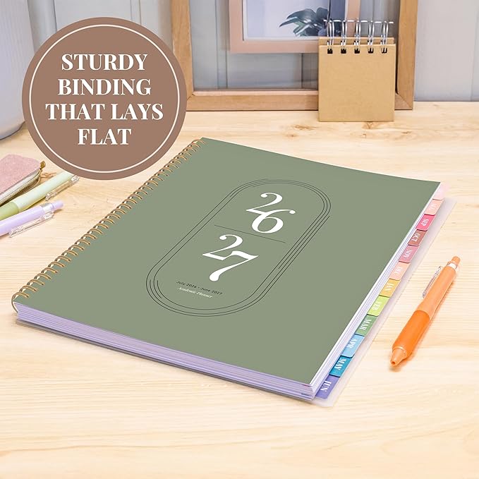 Rileys Academic Planner 2026-2027, Daily, Weekly & Monthly Planner, July 2026 - June 2027, Student Notes Pages, Twin-Wire Binding, Weekly Agenda for School & Work (8.5 x 11-Inches, Green)