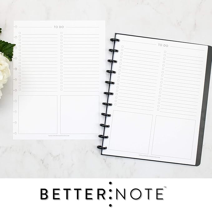 BetterNote To Do List Refill Pages for Disc Notebooks, Fits Levenger Circa, Happy Planner, Staples Arc, TUL, Talia (11-Disc, 8.5"x11", Classic- 25 Sheets)