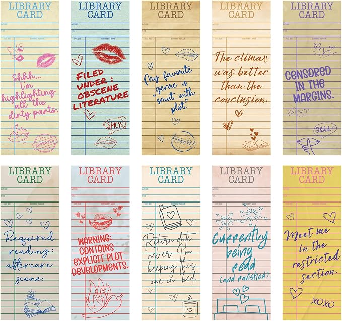 Vintage Bookmarks Bulk Gifts - 100 Pcs Funny Library Card Bookmark for Women Girls Book Lovers Students Birthday Graduation Gift Retro Romance Page Clips School Office Reading Accessories