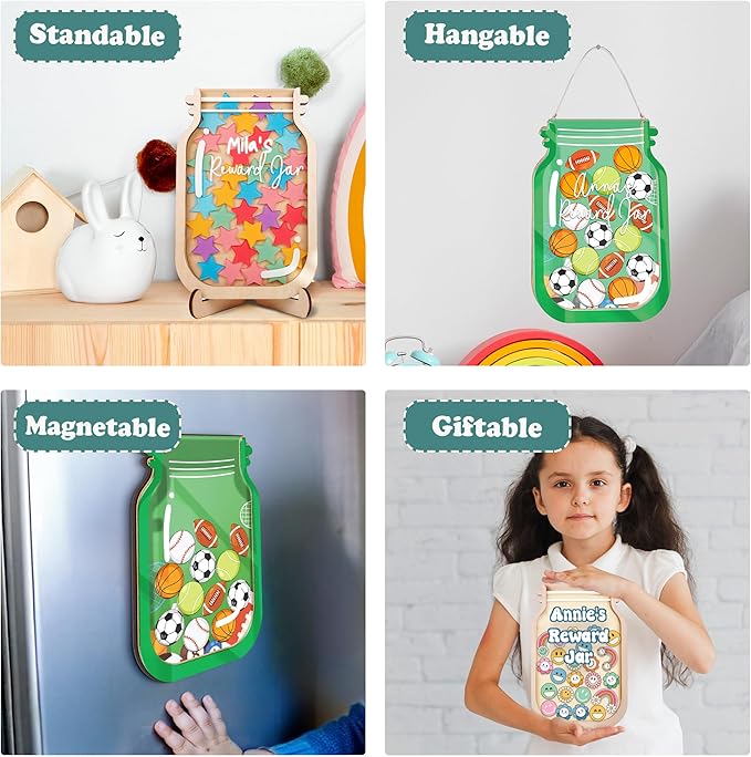 Personalized Star Magnetic Reward Jar Colorful for Kids Potty Training Star Token Good Behavior System Classroom Management Teacher Tools Back to School Gifts for Boys Girls Classroom & Home Décor