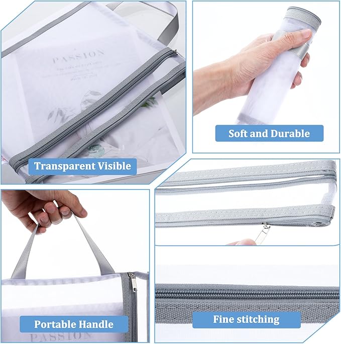 cobee 10 Pcs Mesh Zipper Pouch Bags, Colored Double-Layer Nylon Organizer Bags with Handles Building Block Sets Toy Storage Bags for School Office Games(5Pcs A4+5Pcs A5)