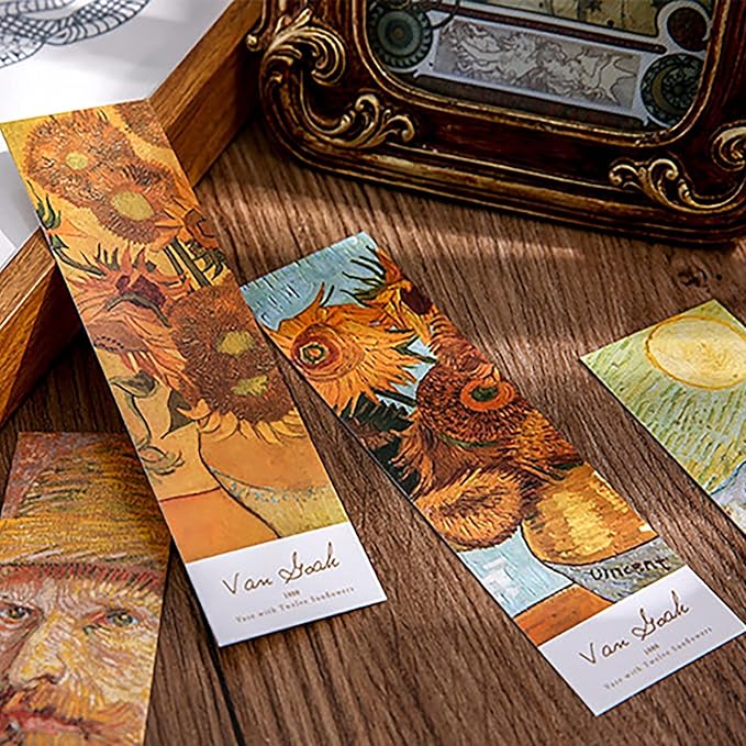 Doraking 30PCS Van Gogh Art Works Paper Bookmarks for Book Lovers, Boxed Famous Print Bookmarks Set (Painting)