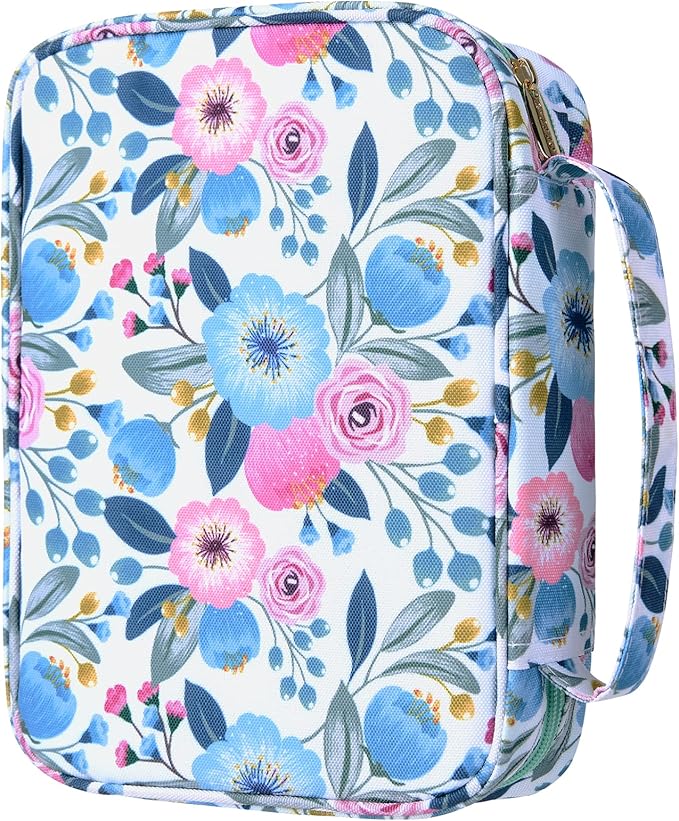 G-LEAF Bible Cover Case/Book Cover, Bible Case for Women Girls, Bible Cover Bags Floral Pattern With Handle Fits for Standard Size Bible, 9.5x6.7x2.5 In