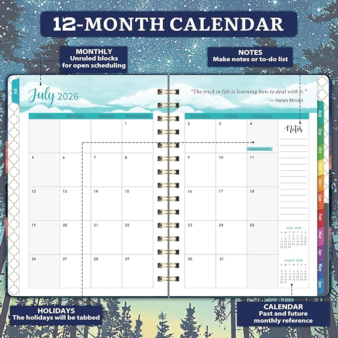 Planner 2026-2027 - Jul. 2026 - Jun. 2027, Planner 2026-2027 Weekly and Monthly, Academic Planners with Colorful Tabs, Inner Pocket, 6.4" x 8.5"