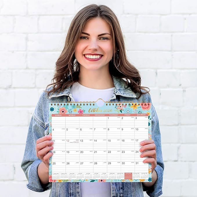 Calendar 2026-2027 - Wall Calendar 2026-2027 with 18 Months, Jul. 2026 - Dec. 2027, 14.6" x 11.5", Twin-Wire Binding + Hanging Hook + Large Blocks + Julian Dates, Perfect Wall Calendar for Organizing