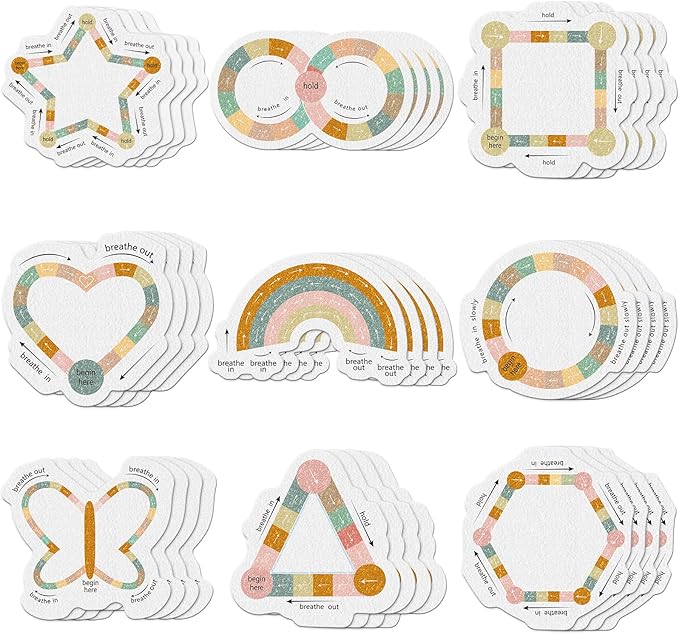 Gersoniel 36 Pcs Anxiety Sensory Stickers Strips Adhesive Textured Mental Health Calm Stickers Mindfulness Fidget Decals Stress Anxiety Relief Items for Therapy Office Desk (Brown Breathe)