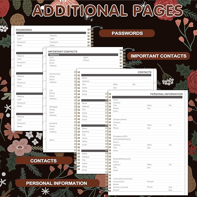 2026-2031 Monthly Planner - 5 Year Planner/Calendar, 5 Year Calendar 2026-2031 Monthly Planners with Tabs, Jul. 2026 - Jun. 2031, 9" x 11", Twin-Wire Binding, Double-Side Pocket - Pinecone
