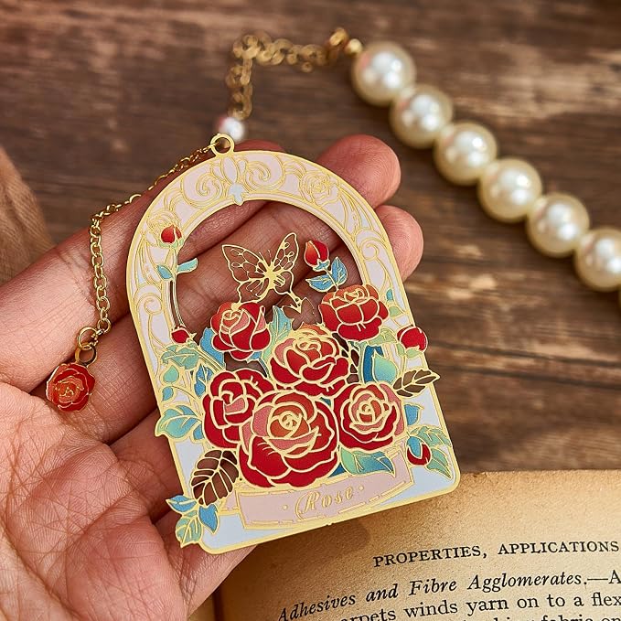3 PCS Floral Metal Bookmark, Hand-Drawn Pretty Book Marks for Reading Women, Rose, Tulip, Daisy Book Lovers Gifts,