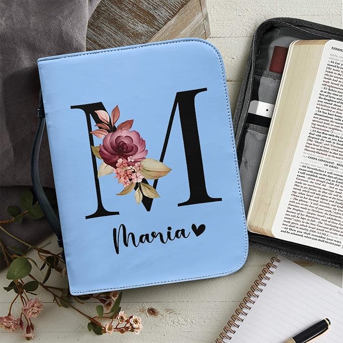 Personalized Bible Cover with Name, Custom Bible Cover Case for Women Girls, Large Capacity Scripture Bag with Handle
