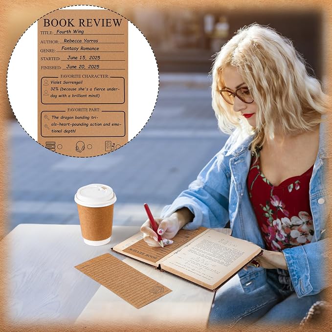 Marspark 120 Pieces Back to School Book Review Bookmarks Bulk 3.5 x 8 Inch Double Sided Reading Log Bookmark for Book Lovers Gifts(Brown)