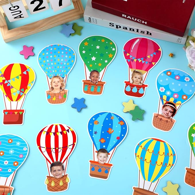 80Pcs Colorful Hot Air Balloons Cutouts Back to School Bulletin Board Hot Air Balloons Accents Paper Cut-Outs Classroom Decor for Kids DIY Craft Photo Wall Kindergarten Preschool Party Favor Supply