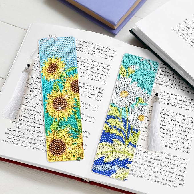 8 Pieces Christian Bible Verse Diamond Art Bookmarks 5d Christian Beaded Bookmark Acrylic Tassel Bookmark for DIY Making Beginners Adults Arts Craft Supplies (Floral-1)