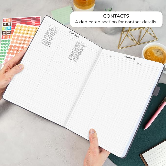 Clever Fox Appointment Book – Hourly Schedule Planner with 15-Minute Increments – Time Box Planner for Daily Work & To-Dos – Weekly & Monthly Spreads, Undated, Hardcover, 8.3x11″ (Silver Black)