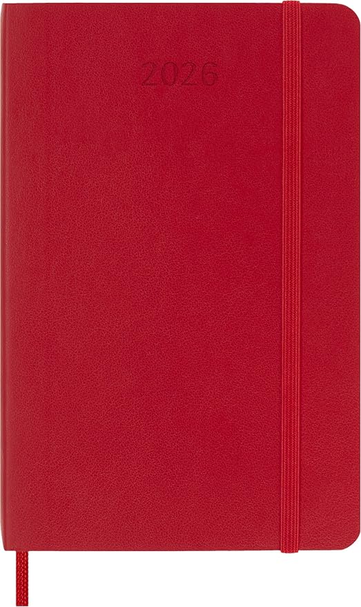 Moleskine Classic 12 Month 2026 Weekly Planner, Soft Cover, Pocket (3.5" x 5.5"), Scarlet Red, 144 pages