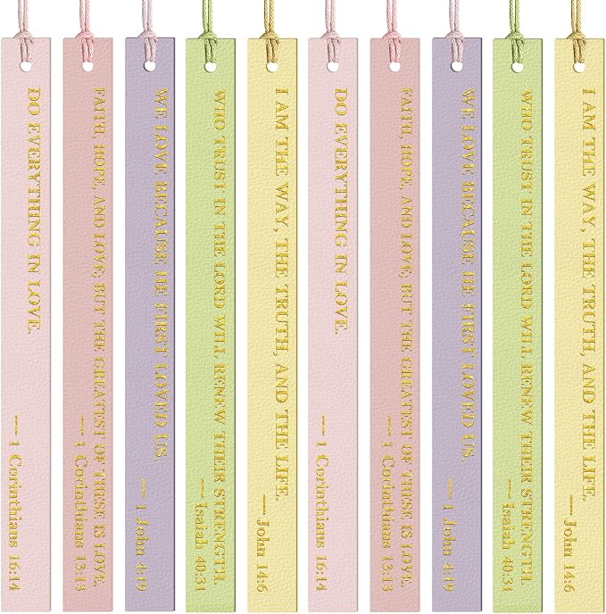 20PCS Leather Bookmark Bible Bookmarks for Reading Women Men Book Lovers Christian Gifts,Cute Page Markers Book Marks Religious Christian Bookmarks Inspirational Bible Verse Scripture (Warm-Toned-2)