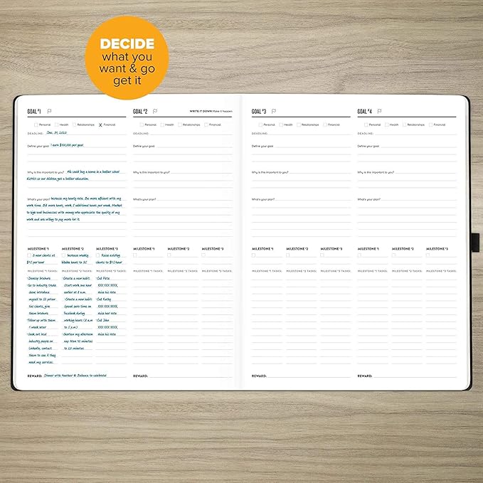 Get Stuff Done Planner for Productivity - 1 Year Undated Daily Planner, 8.5- x 11- - Sturdy & Smart Organizer for Goal Setting - Personal Organizer for Men & Women