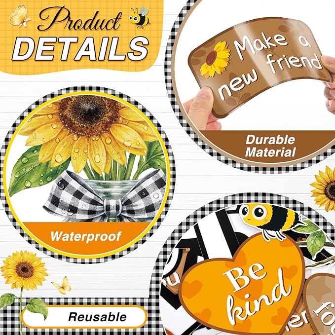 Eaasty Sunflower This is Your Year to Bulletin Board Set Flower Fence Bee Cutouts Motivational Welcome Back to School Classroom Decor for School Office Chalkboard Door Wall Decor Supply