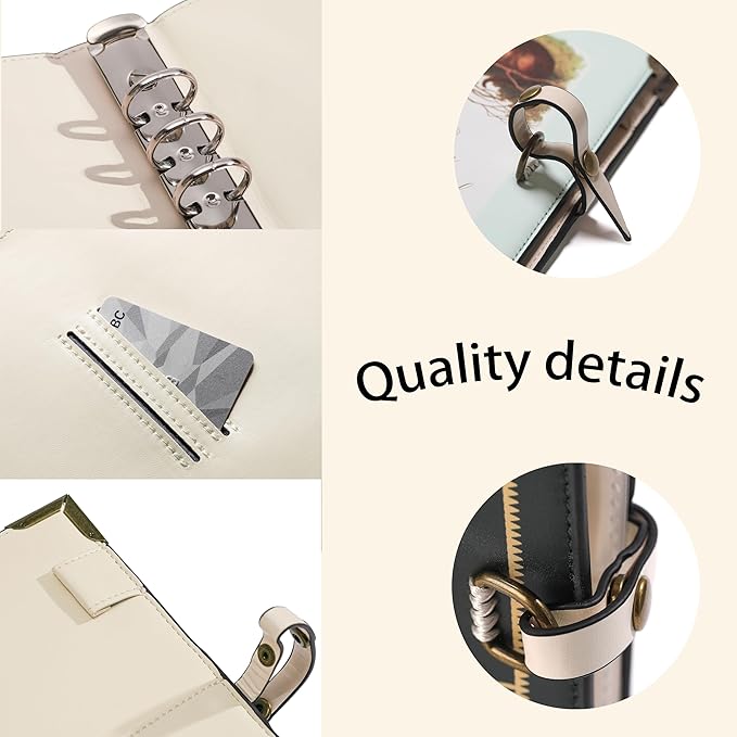 A5 Binder 6-Ring Refillable Vegan Leather Notebook Organizer, Vintage Writing Journal-80 Pages - for Drawing Sketching and Writing, Book Lovers Gifts (Jane Eyre)