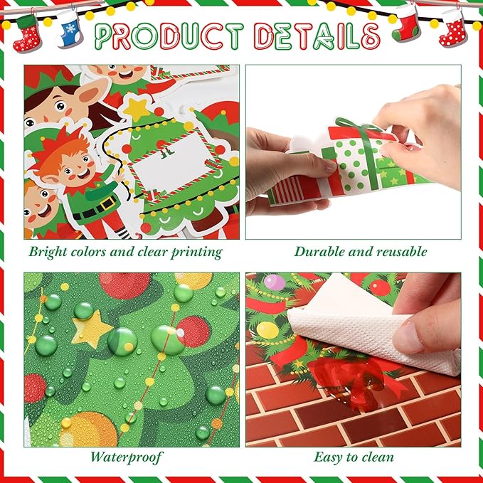 86 Pcs Christmas Bulletin Board Decorations with Gift Boxes Borders Xmas Elf Fireplace Candy Cutouts Christmas DIY Photo Sign for Classroom Decoration School Home Holiday Party