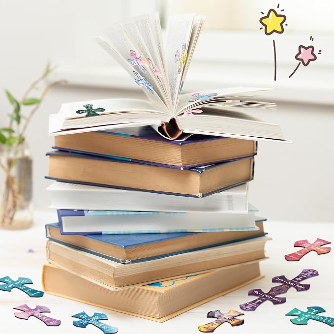50Pack Magnetic Bookmarks Christian Bookmarks Bulk Cross Bible Bookmark for Reading Women Men Kids Teacher Book Lovers Gifts, Religious Magnet Bookmark Clips Personalized Book Markers (Multi-Style)