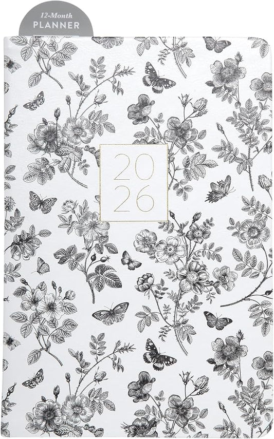WORLD TRAVELER 2026 Planner - 6x8 Inch Weekly and Monthly Calendar Planner Agenda Book with Bookmark & Ribbon for School and Office, Size 6X8, Multi Textured Garden