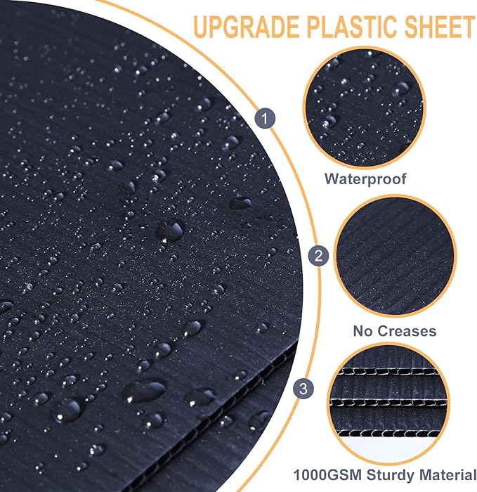 Black Corrugated Plastic Sheets, Thick Blank Poster Board 24x36, Double-Sided Yard Signs for Garage Sale, Yard Sale, Warning, Party Decor & Crafts, 4 Pack