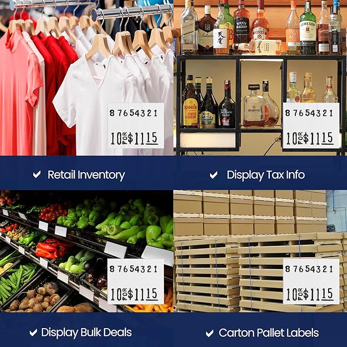 Perco White Pricing Labels for Monarch 1115 Price Gun - 10 Sleeves, 150,000 Pricemarking Labels - with Bonus Ink Rolls