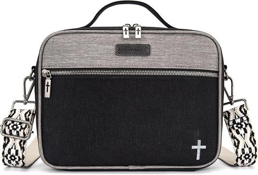 Montana West Bible Covers for Women Men with Leather Bookmark Carrying Book Case Church Bag Outdoor Protective MWC-DC-1261A-BK-GY