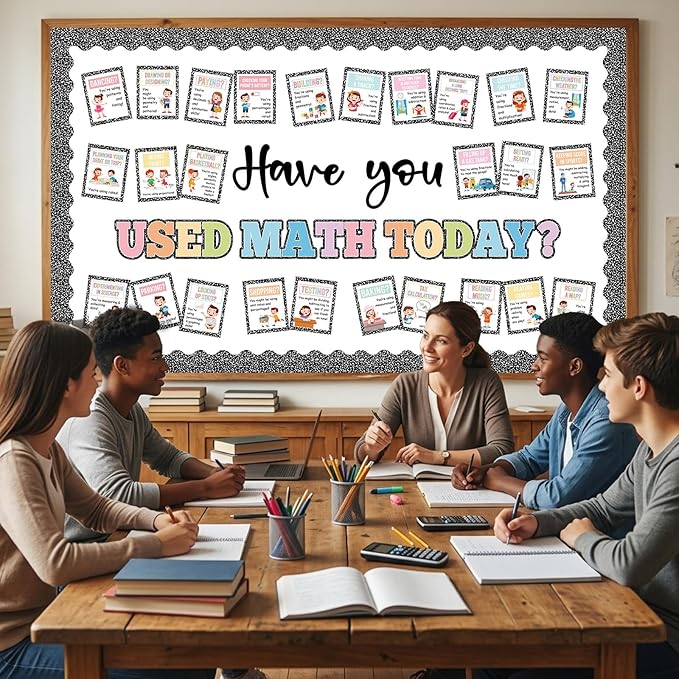 Math Bulletin Board Set Mathematics Composition Notebook Classroom Decoration Have You Used Math Today Poster Mathematics Paper Cutouts for School Chalkboard Wall Back to School Supplies