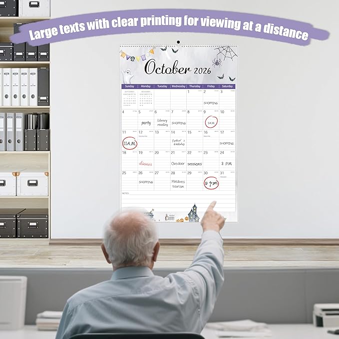 GuassLee Extra Large Wall Calendar 2026-2027, 20"x 30" Big Vertical Wall Calendar 2026, Jan. 2026 to Jun. 2027, 18-Month Hanging Planner Wall with Julian Date for Office Home School Organizing