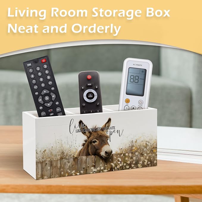 Inspirational Donkey Pen Pencil Holder, Donkey Gifts for Women, Live Like Someone Left the Gate Open Wooden Pen Pencil Organizer for Farmhouse Home Office Desk Decor