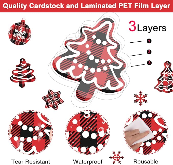 Christmas Buffalo Plaid Cutouts Holiday Red Black Buffalo Plaid Classroom Bulletin Board Decorations Be Merry Winter Snowflake Themed Birthday Party Supplies for Toddler Kids Students Classroom