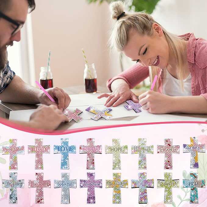 16 Pcs Cross Diamond Art Christian Magnetic Bookmarks Gifts for Women Christian Bible Bookmark Religious Gift with Bible Verses Floral Magnetic Page Clips for Reading Lovers