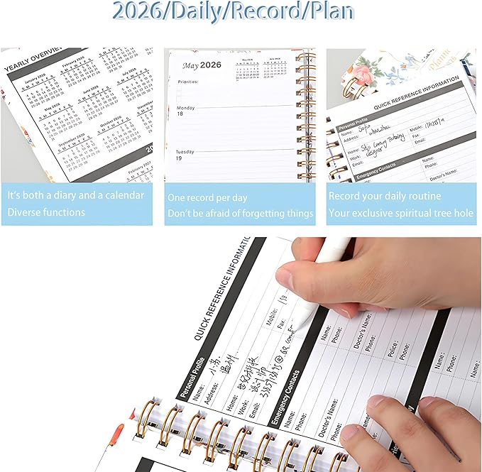 2026 Planner, Weekly & Monthly Academic Plan with Daily To-Do Lists, Hardcover for School & Office, Thick Paper Calendar Jan-Dec 2026 Perfect for Office planning & Students Records (Orange)