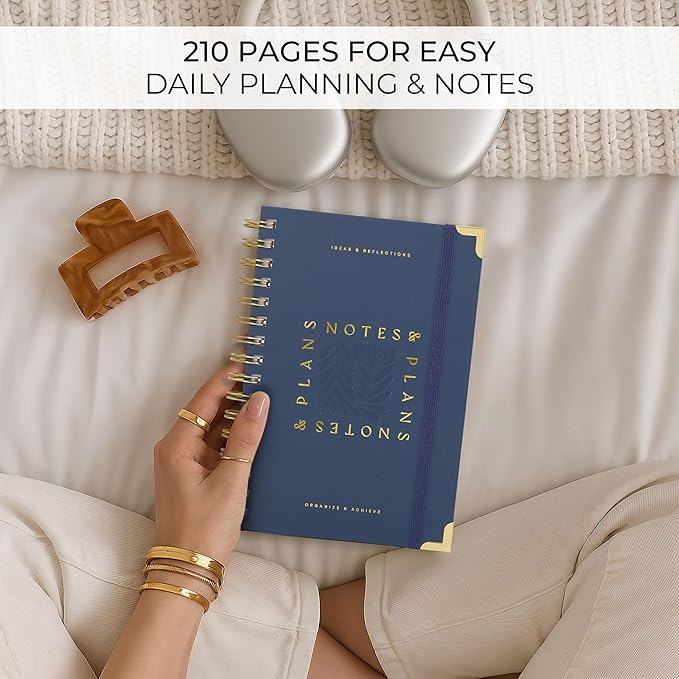 Aesthetic Daily Planner And Notebook With Hourly Schedule - Beautiful Spiral To do List Notepad For Work/Home to Organize Tasks And Appointments - Stylish School/Office Supplies Book For Women