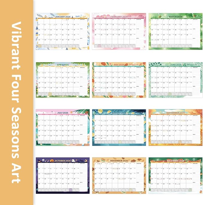 Ospelelf Desk Calendar 2026-2027 Magnetic Calendar for Refrigerator, 12'' x 17'' Wall Calendar 18 Months, Use Jan 2026 - June 2027, Seasons