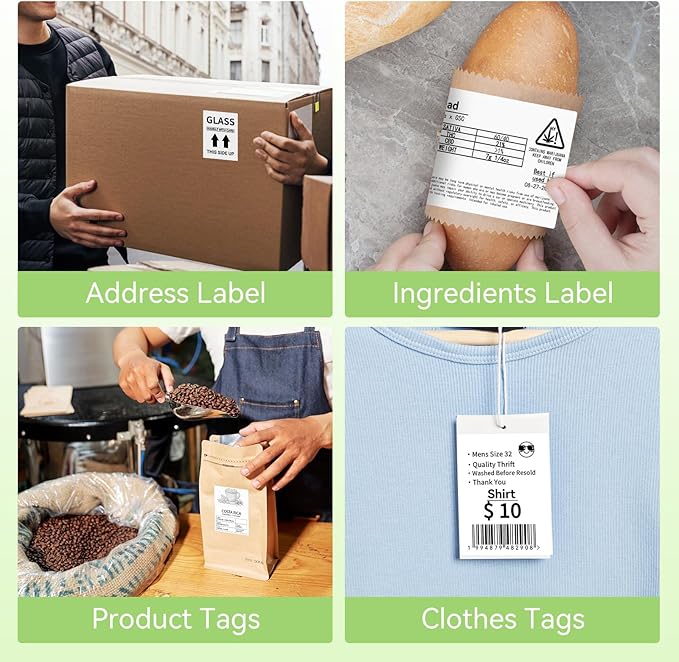 Phomemo M220 Labels, for M250 M200 M221 M260 3 Inch Label Printer, Multi-Purpose Thermal Paper for Address, Shipping, Ingredient, Clothing, Small Business, Black on White 2.76"x3.15"(70x80mm) 3 Rolls